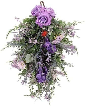 Floral Teardrop Swag Wreath for Front Door