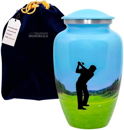 Trupoint Memorials Cremation Urn for Ashes - Blue Green Golf Design