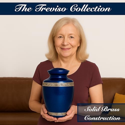 Blue Brass Cremation Urn - Torino Model for Adult Ashes