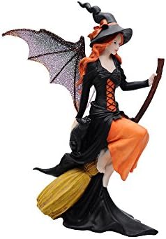 Dark Fairy Witch Riding Magic Broom Figurine