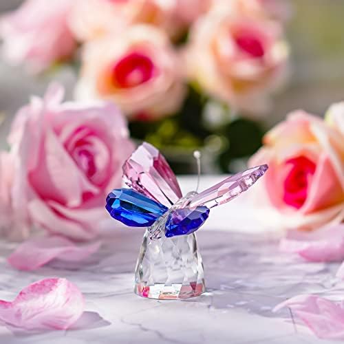 HD Pink Crystal Butterfly Figurine with Crystal Ball Base