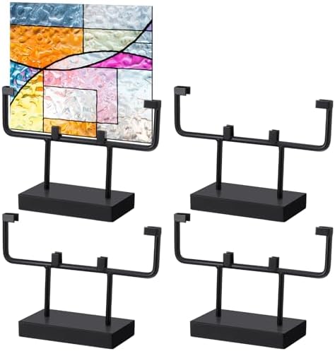 4 Pcs Square Metal Display Stands for Art Panels and Plaques