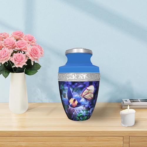 M MEILINXU Urn with Butterflies Blue Large