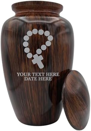 Custom Cremation Urn with Painted Wood Finish and Rosary Design