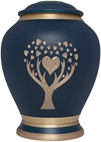 Blue Cremation Urn with Tree of Life Design