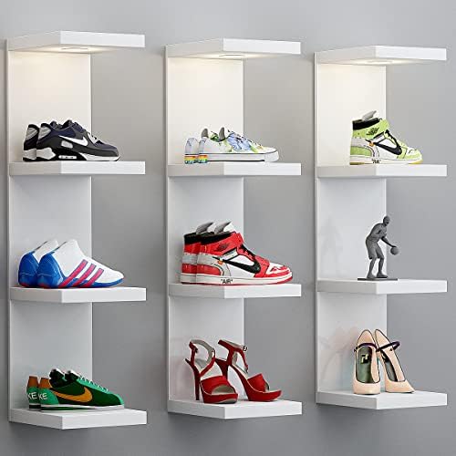 White Floating Wall Shelf Unit with LED Light