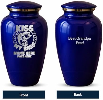 Custom Cremation Urn with Funny Fishing Design Purple