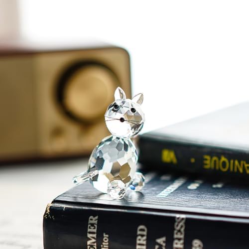 HD Pink Crystal Butterfly with Cat Figurine Set