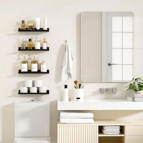 4 Pack Gold Metal Floating Wall Shelves for Decor