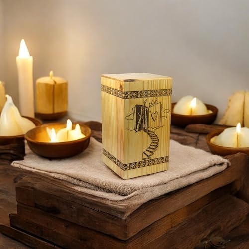 Handcrafted Wooden Cremation Urn with Stairway to Heaven Design