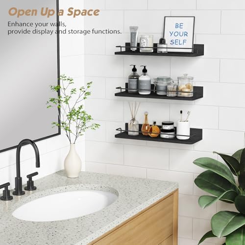 Forbena Black Floating Shelves Set of 3 for Wall