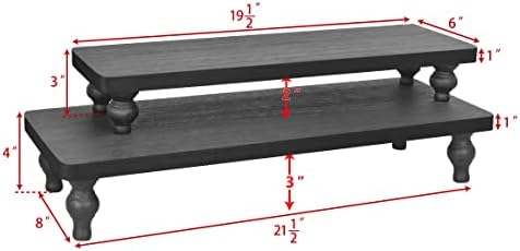 Ikee Design 2 Pcs Black Wooden Display Riser Set