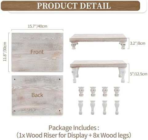 Hanobe Wooden Riser Decorative Tray with Farmhouse Style