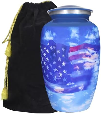 MEILINXU Blue Flag Patriotic Adult Urn