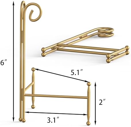 Foldable Metal Plate Stand 2-Pack 6-inch Gold