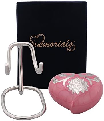 Pink Sunflower Heart Keepsake Urn with Display Stand