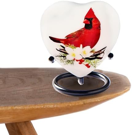 Trupoint Memorials Red Cardinal Heart Urn with Stand