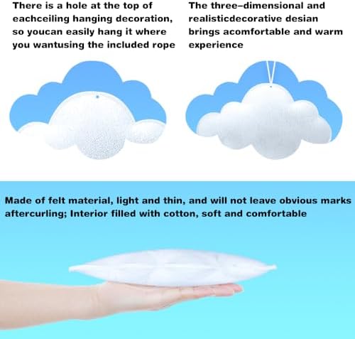 12 Pcs 3D Cloud Decorations for Ceiling