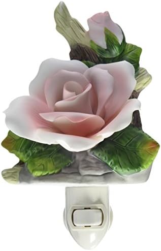 Cosmos 2121 Fine Porcelain Lighted Pink Rose Night Light