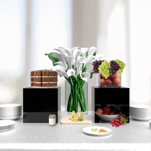 Glossy Black Acrylic Display Riser with One Open Side