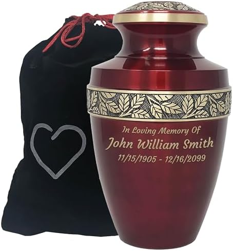 Custom Engraved Revere Crimson Cremation Urn for Adults