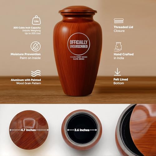 Custom Cremation Urn with Painted Wood Finish and Tech Funny Design