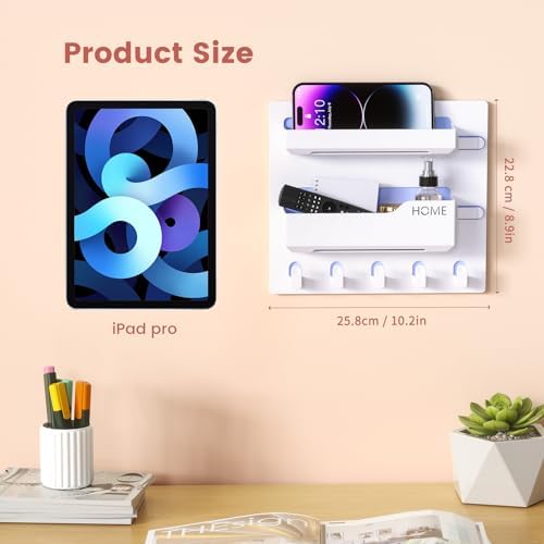 Bedside Shelf Wall Mount Organizer with Hooks and Cable Clips
