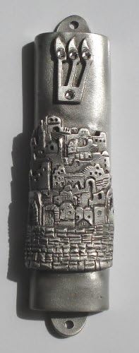 Handcrafted Pewter Mezuzah with Scroll