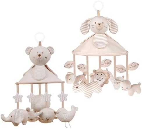 Baby Crib Mobile with Music Box and Squeaker Rattles