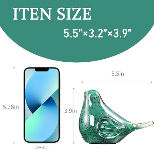 Handmade Glass Bird Figurine Dark Green