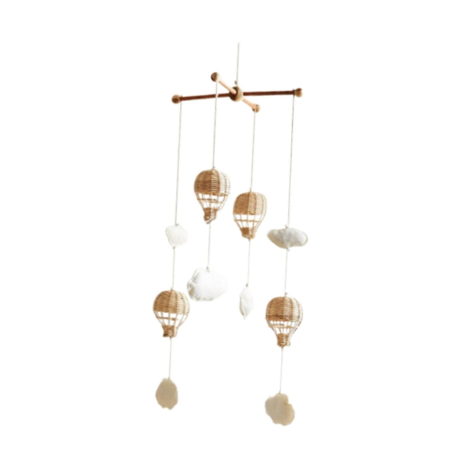 Garende Baby Mobile with Rattan Balloon and Cloud Decor