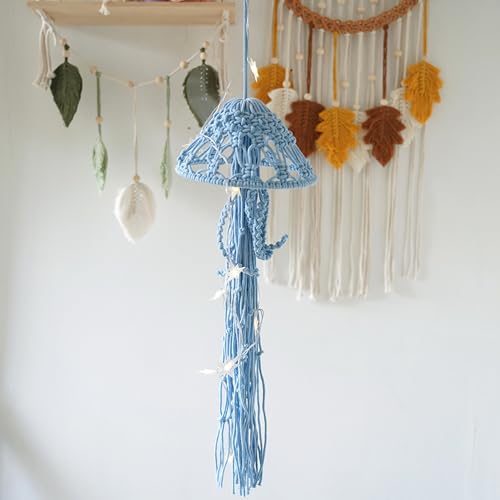 Gcroet Jellyfish Macrame Wall Hanging with LED Light
