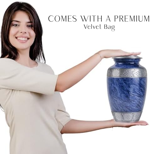 YATSKIA Blue Metal Urn for Ashes Mom Dad