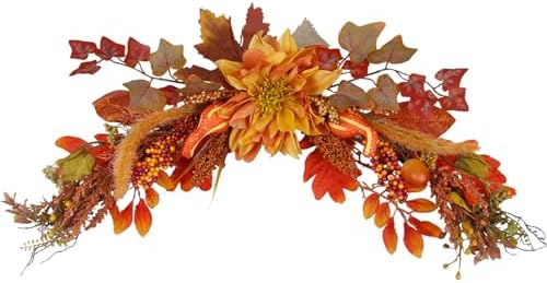 Orange Dahlia Fall Swag for Front Door and Wedding Arch
