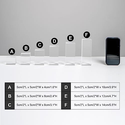 6Pcs Clear Acrylic Cube Display Risers Stands for Jewelry and Collectibles