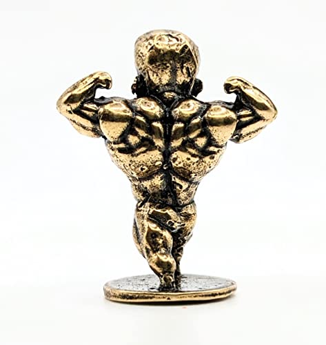 Brass Weightlifter Sculpture - Miniature Bodybuilder Statue