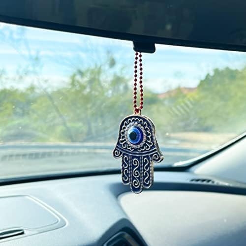 Sonoran Souvenirs Blue Hamsa Charm for Car Rear View Mirror