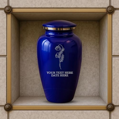 Custom Cremation Urn with Purple Floral Design