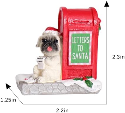 Christmas Village Resin Puppy Read Letters from Santa Ornament Set