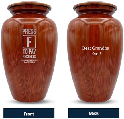 Custom Cremation Urn with Painted Wood Finish and Funny Engraving