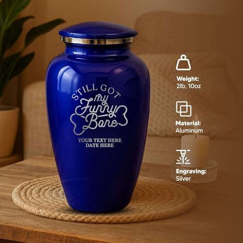 Custom Cremation Urn Purple Metal with Silver Rim