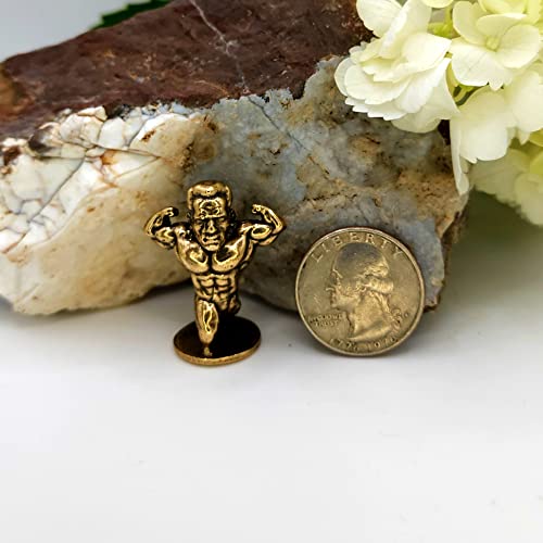 Brass Weightlifter Sculpture - Miniature Bodybuilder Statue