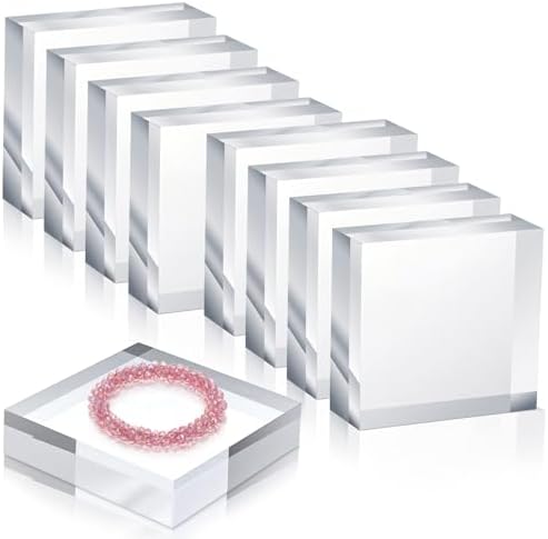 8 Pcs Acrylic Blocks Display Stand for Jewelry Trophy and Crystal Showcases