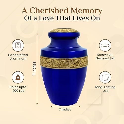 Metal Alloy Decorative Urns for Human Ashes - Blue Gold