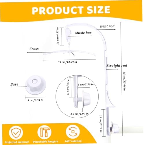 Mobile Holder for Crib with 360 Rotating Music Box