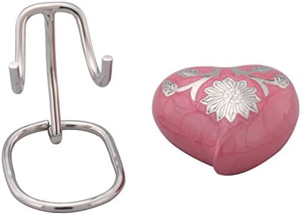 Pink Sunflower Heart Keepsake Urn with Display Stand