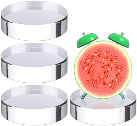 Barydat 4 Pack Clear Acrylic Round Display Blocks for Jewelry and Collectibles