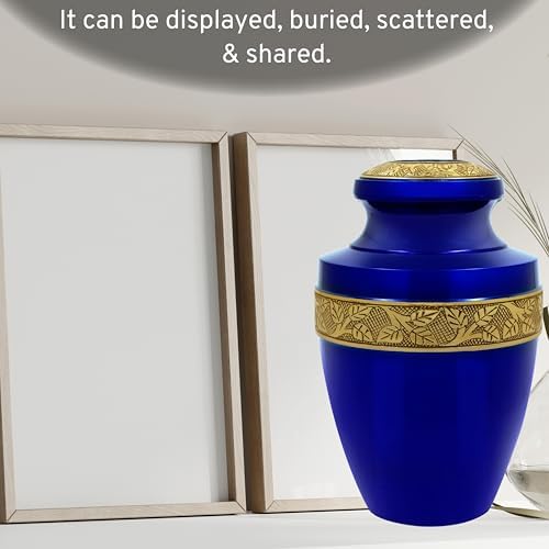 Metal Alloy Decorative Urns for Human Ashes - Blue Gold