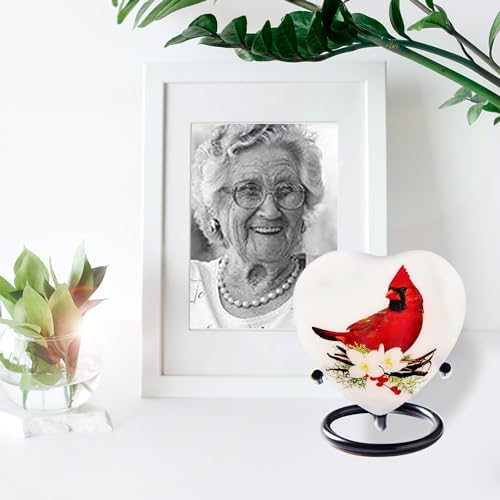 Trupoint Memorials Red Cardinal Heart Urn with Stand
