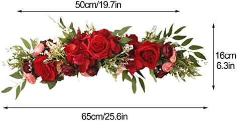 256 Inch Artificial Rose Flower Swag with Green Leaves